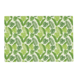 Tropical Leaves & Monstera Seamless Pattern Placemat