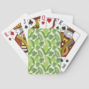 Tropical Leaves & Monstera Seamless Pattern Poker Cards