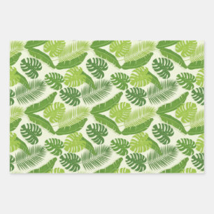 Tropical Leaves & Monstera Seamless Pattern Wrapping Paper Sheets