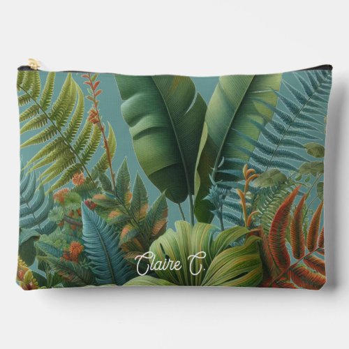 Tropical Leaves Moody Green Ferns Accessory Pouch