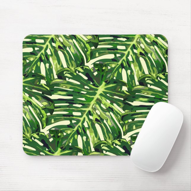 Tropical Leaves Mouse Pad (With Mouse)