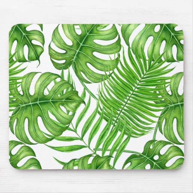 Tropical leaves mouse pad (Front)