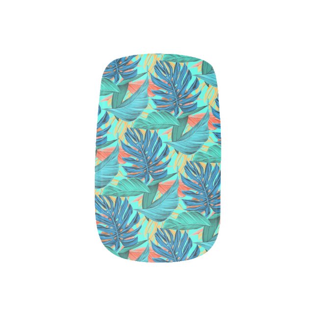 Tropical Leaves Nail Art Summer Party Design (Left Thumb)