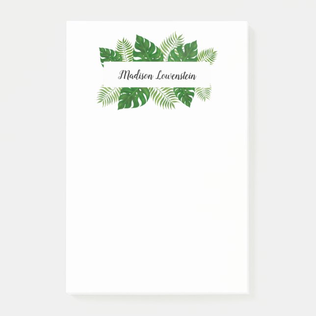 Tropical Leaves Name Post-it Notes (Front)