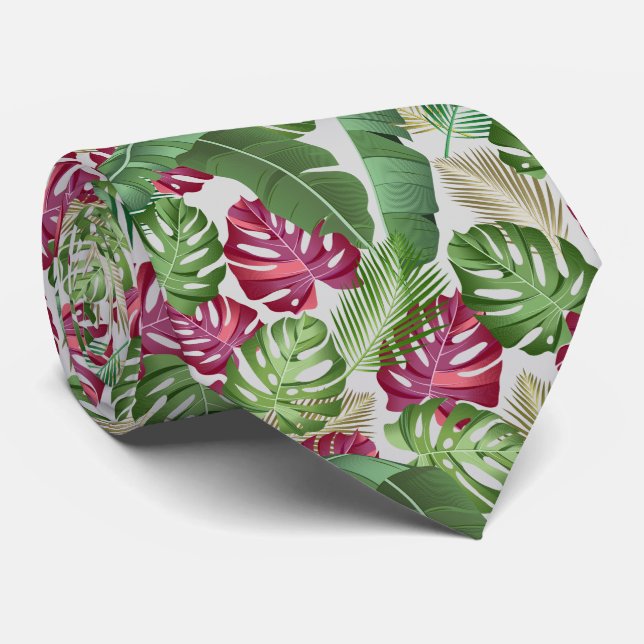 Tropical Leaves Neck Tie (Rolled)