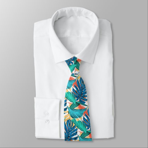 Tropical Leaves Neck Tie Your Summer Party