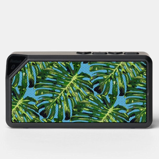 Tropical Leaves on Blue Sky Bluetooth Speaker (Front)