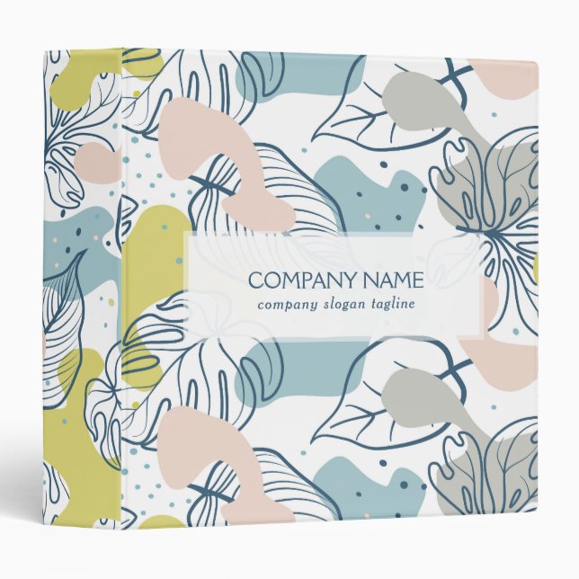 Tropical Leaves & Organic Shapes Pattern 3 Ring Binder (Front/Spine)