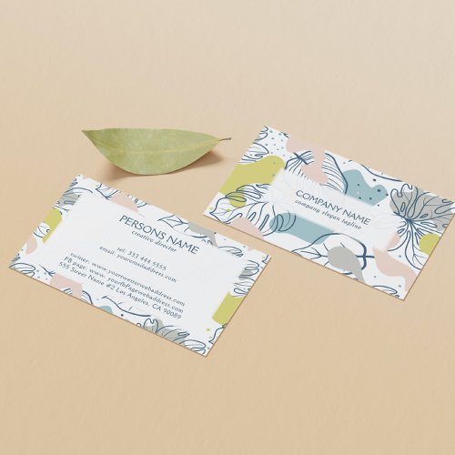 Tropical Leaves  Organic Shapes Pattern Business Card
