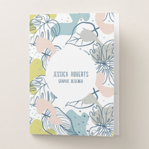 Tropical leaves & Organic Shapes Pattern Pocket Folder