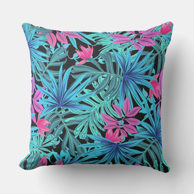 Tropical Leaves Outdoor Pillow (Front)