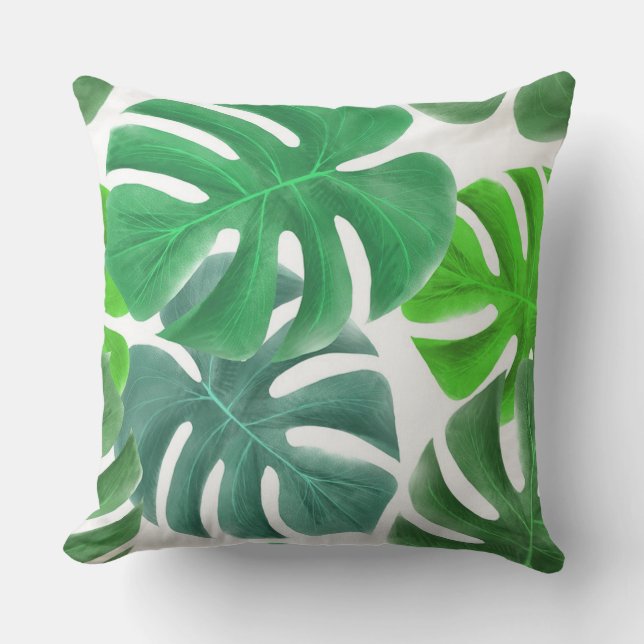 Tropical Leaves Outdoor Pillow (Front)