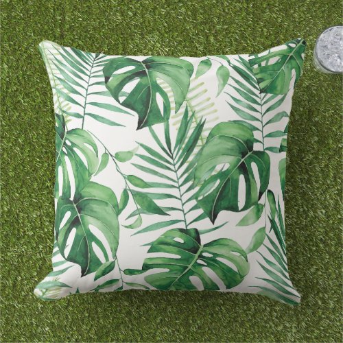 Tropical Leaves  Outdoor Pillow