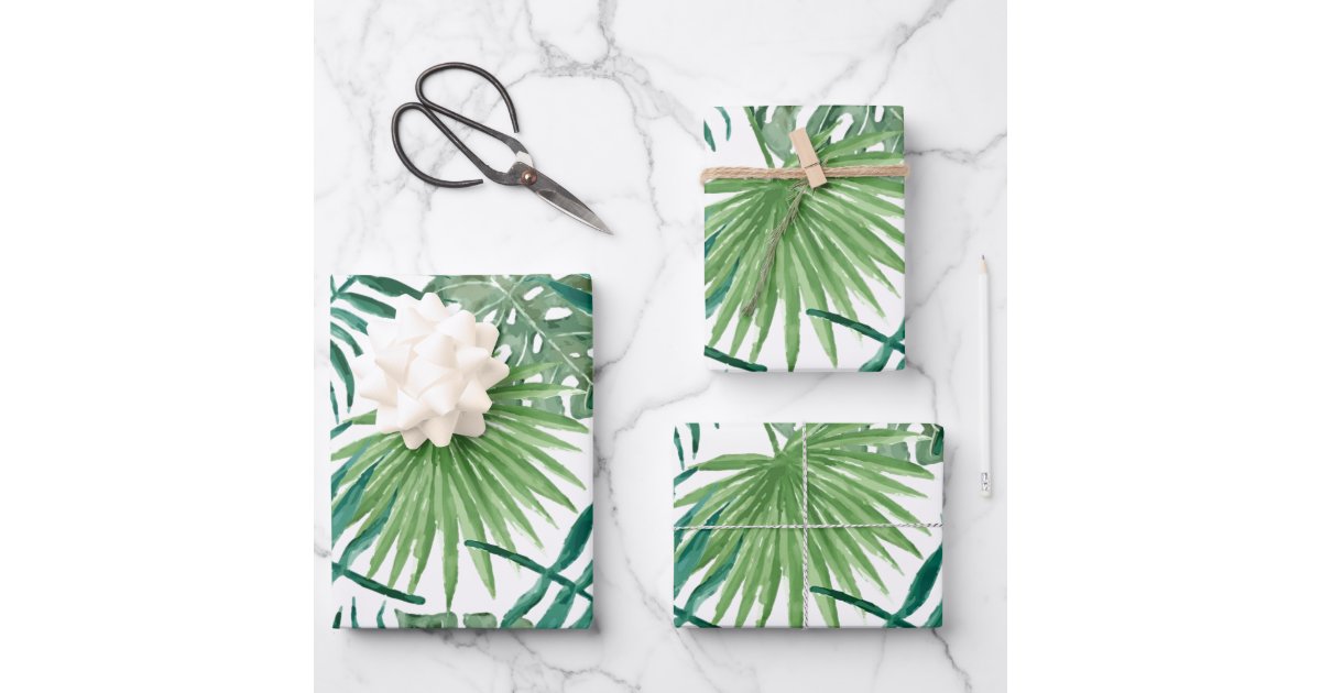Tropical Leaves Palm Greenery Wrapping Paper Sheet | Zazzle