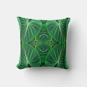 Tropical leaves palm leaves jungle leaves throw pillow