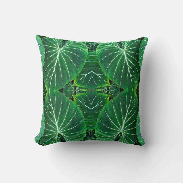 Tropical leaves palm leaves jungle leaves throw pillow (Front)