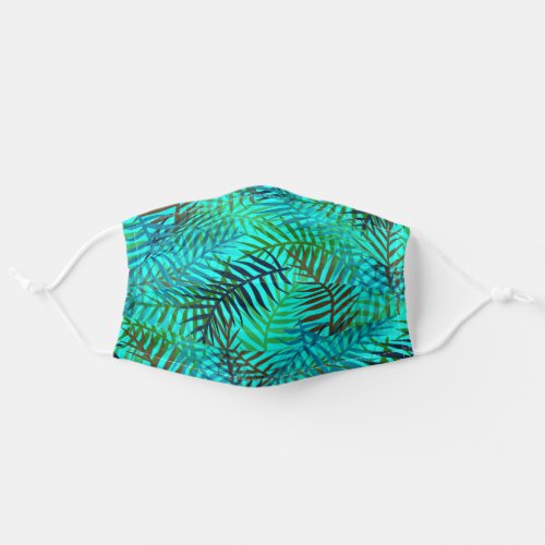 Tropical Leaves Palm Tree Fern Leaf Pattern Teal Adult Cloth Face Mask