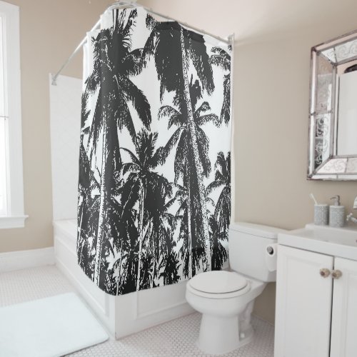 Tropical Leaves Palm Trees Design Shower Curtain