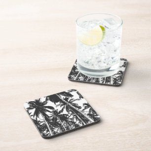 Tropical Leaves Palm Trees in a Posterised Design Beverage Coaster