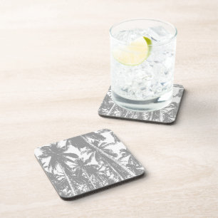 Tropical Leaves Palm Trees in a Posterised Design Beverage Coaster