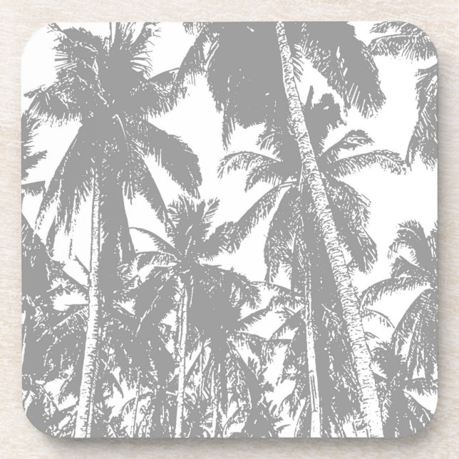 Tropical Leaves Palm Trees in a Posterised Design Beverage Coaster (Front)