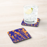 Tropical Leaves - Palm Trees in Posterised Design Drink Coaster