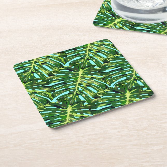 Tropical Leaves Paper Coaster (Angled)