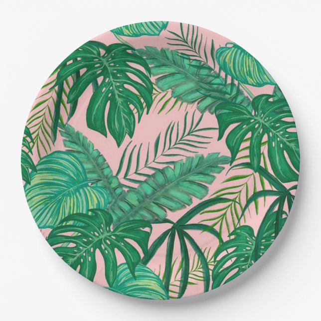 Tropical Leaves Paper Plates (Front)