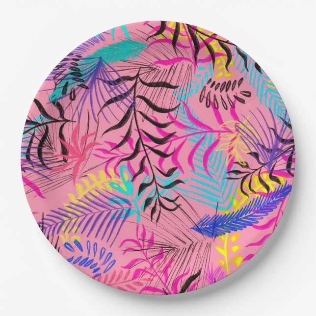 Tropical Leaves Paper Plates (Front)