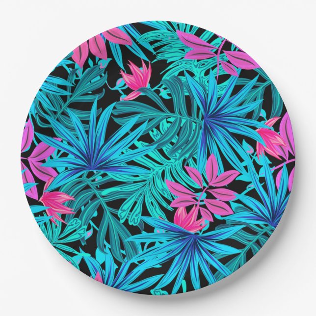 Tropical Leaves Paper Plates (Front)