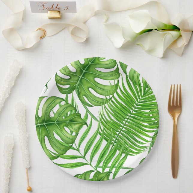 Tropical leaves paper plates (Wedding)