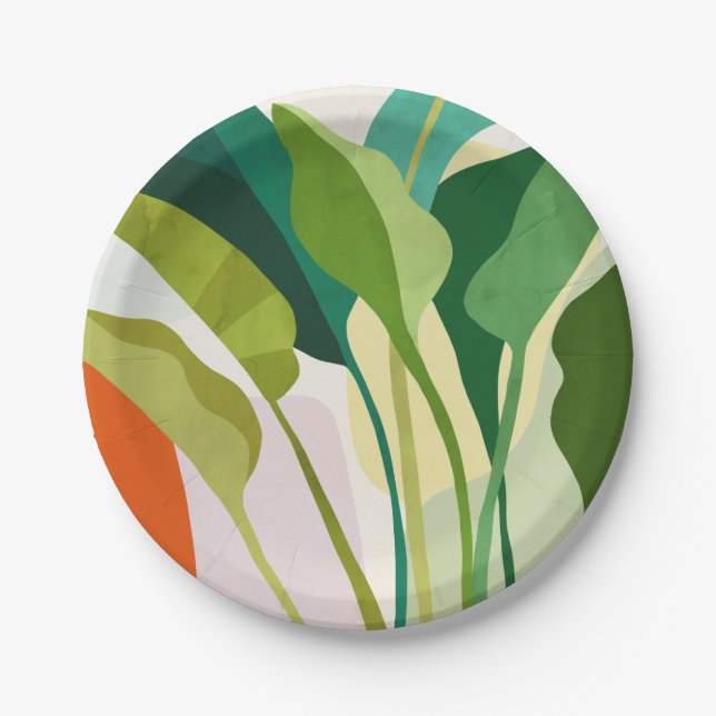 Tropical Leaves Paper Plates (Front)