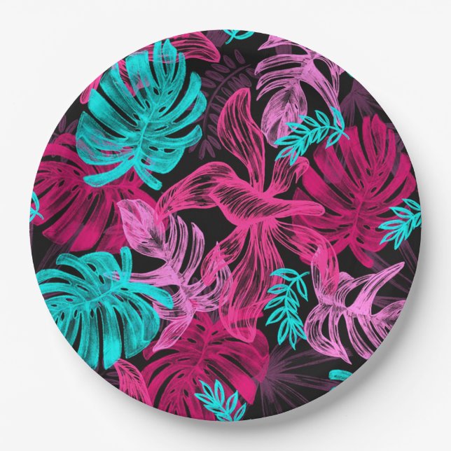 Tropical Leaves Paper Plates (Front)