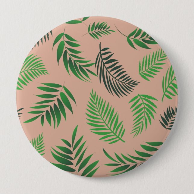 Tropical Leaves Pattern 10 Button (Front)