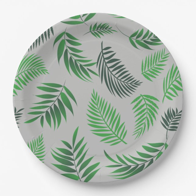 Tropical Leaves Pattern 11 Paper Plates (Front)