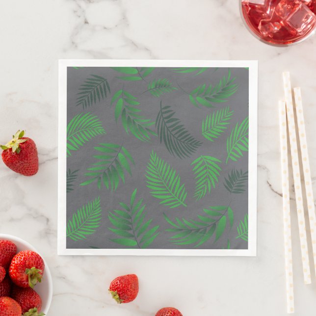 Tropical Leaves Pattern 13 Paper Dinner Napkins (Insitu)