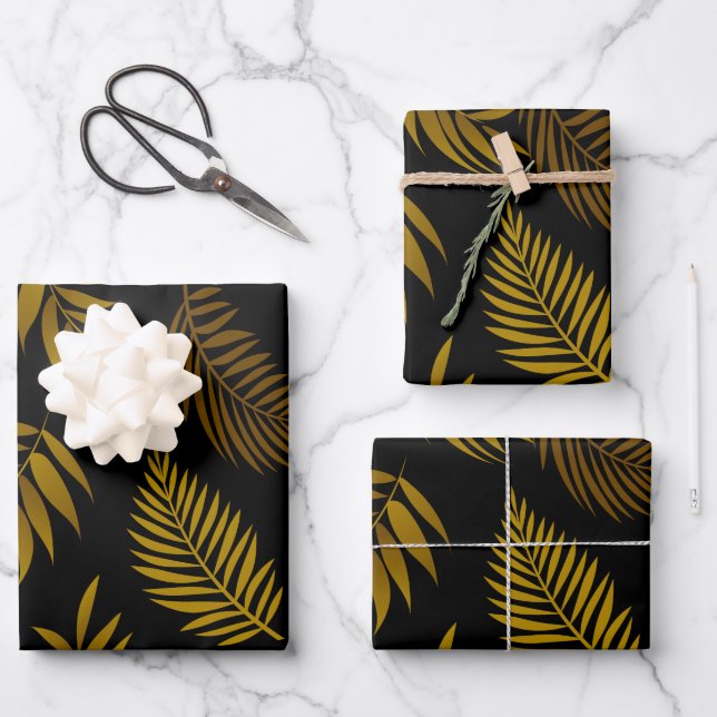 Tropical Leaves Pattern 14 Wrapping Paper Sheets (Front)