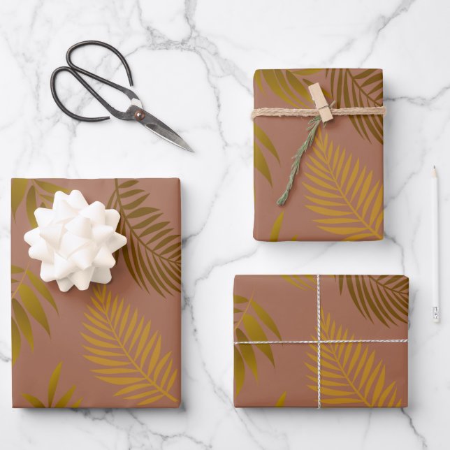 Tropical Leaves Pattern 15 Wrapping Paper Sheets (Front)