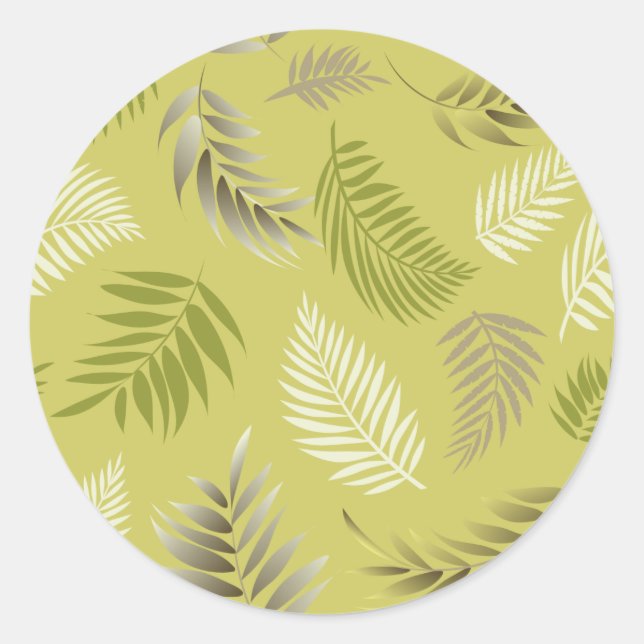 Tropical Leaves Pattern 17 Classic Round Sticker (Front)