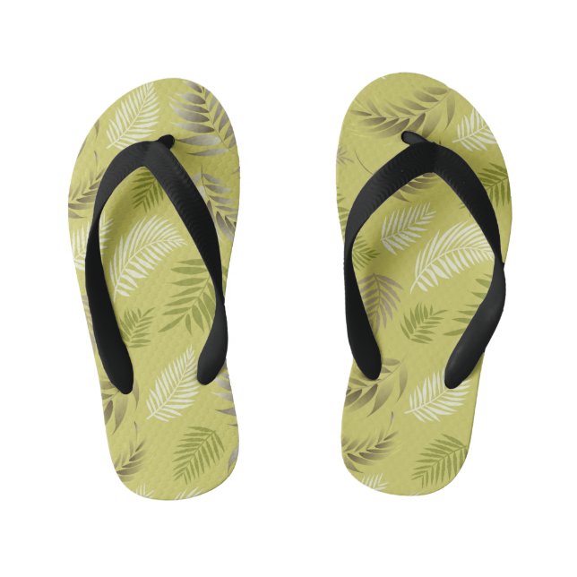 Tropical Leaves Pattern 17 Kid's Flip Flops (Footbed)