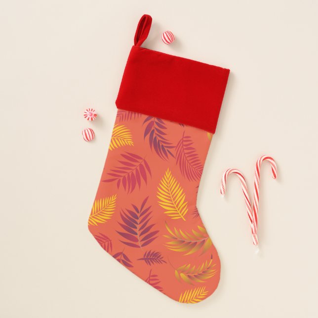 Tropical Leaves Pattern 18 Christmas Stocking (Front)