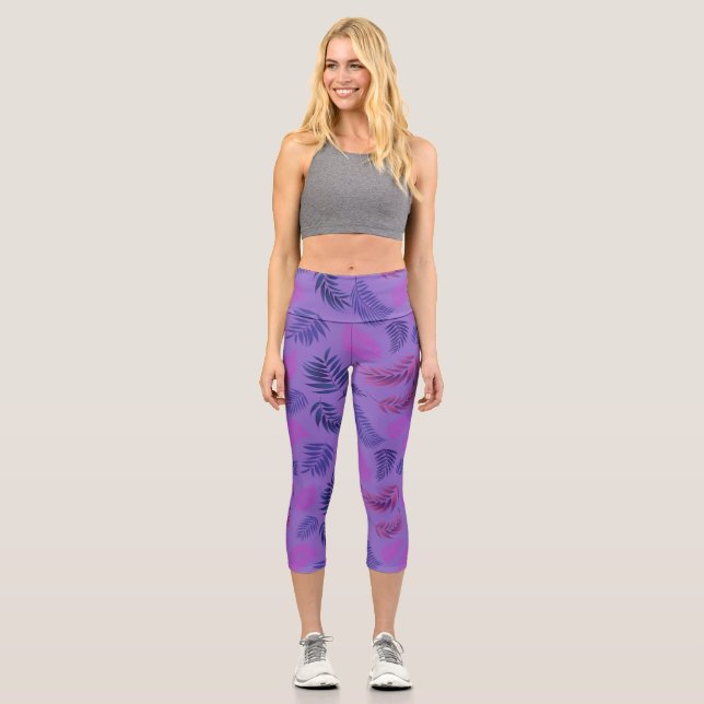 Tropical Leaves Pattern 19 Capri Leggings (Front)