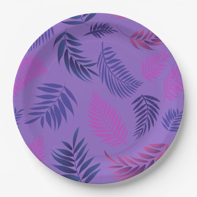 Tropical Leaves Pattern 19 Paper Plates (Front)