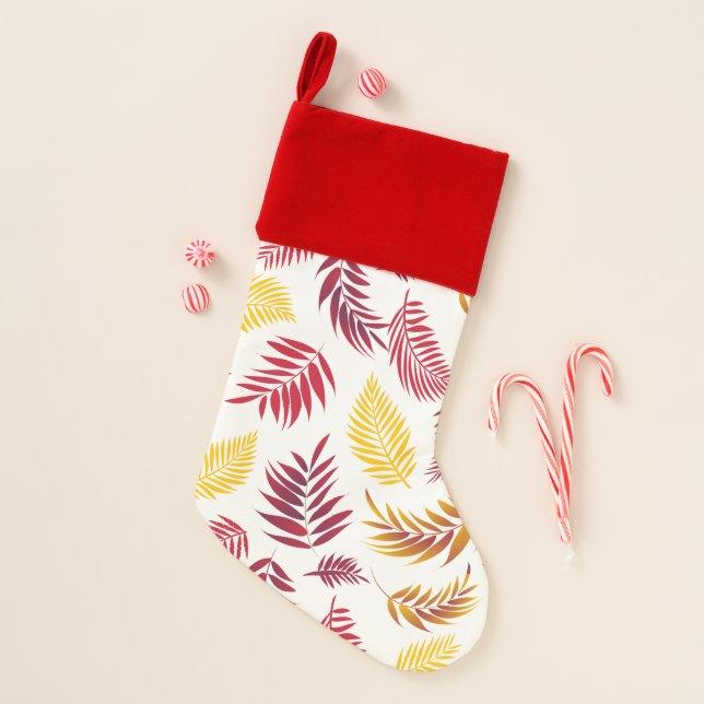 Tropical Leaves Pattern 20 Christmas Stocking (Front)