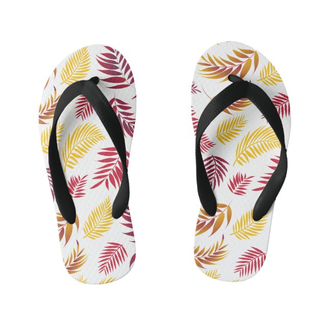 Tropical Leaves Pattern 20 Kid's Flip Flops (Footbed)