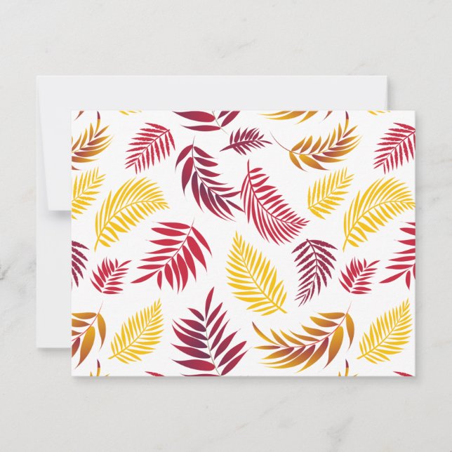 Tropical Leaves Pattern 20 Note Card (Front)