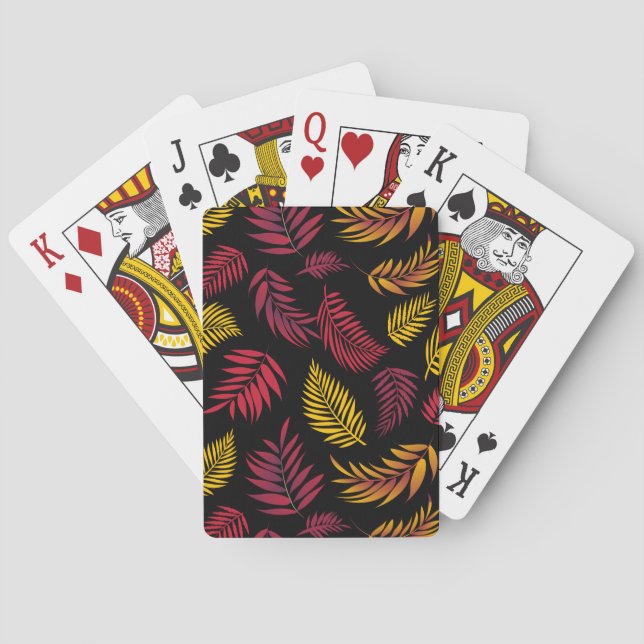 Tropical Leaves Pattern 21 Poker Cards (Back)