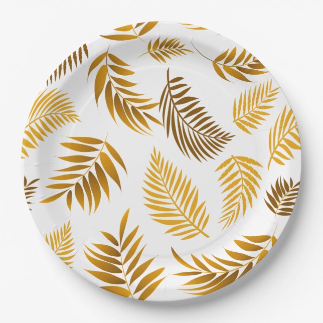 Tropical Leaves Pattern 22 Paper Plates (Front)