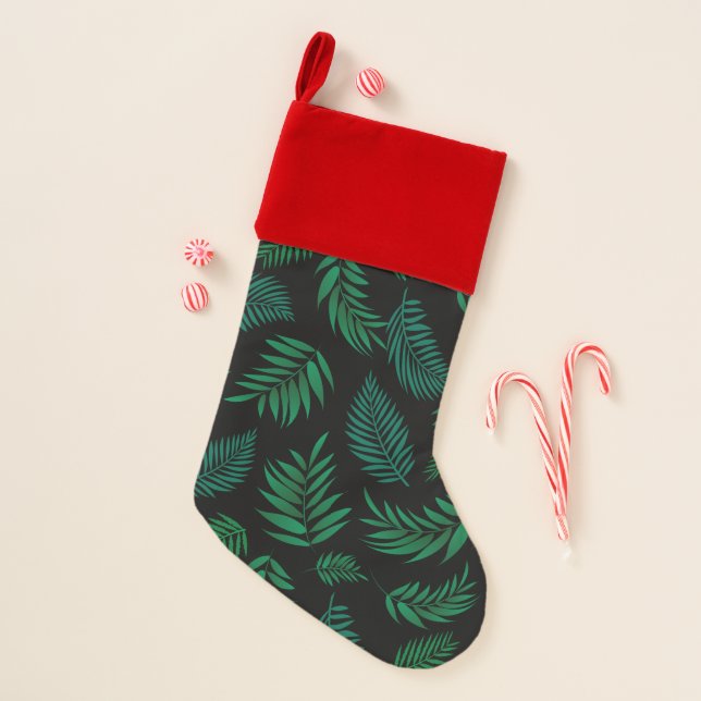 Tropical Leaves Pattern 2 Christmas Stocking (Front)