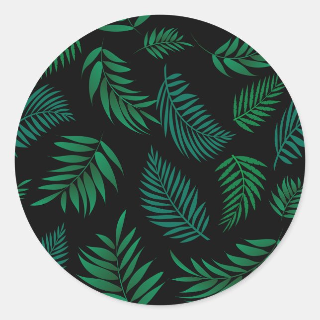 Tropical Leaves Pattern 2 Classic Round Sticker (Front)